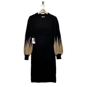 NWT Anthropologie Callahan Revolve Ribbed Melli Sweater Dress Black Gold Size XS